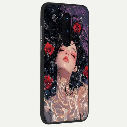  Crimson Rose Serenity back cover For OnePlus 8 Pro slim fit glass case with vibrant aesthetic design
