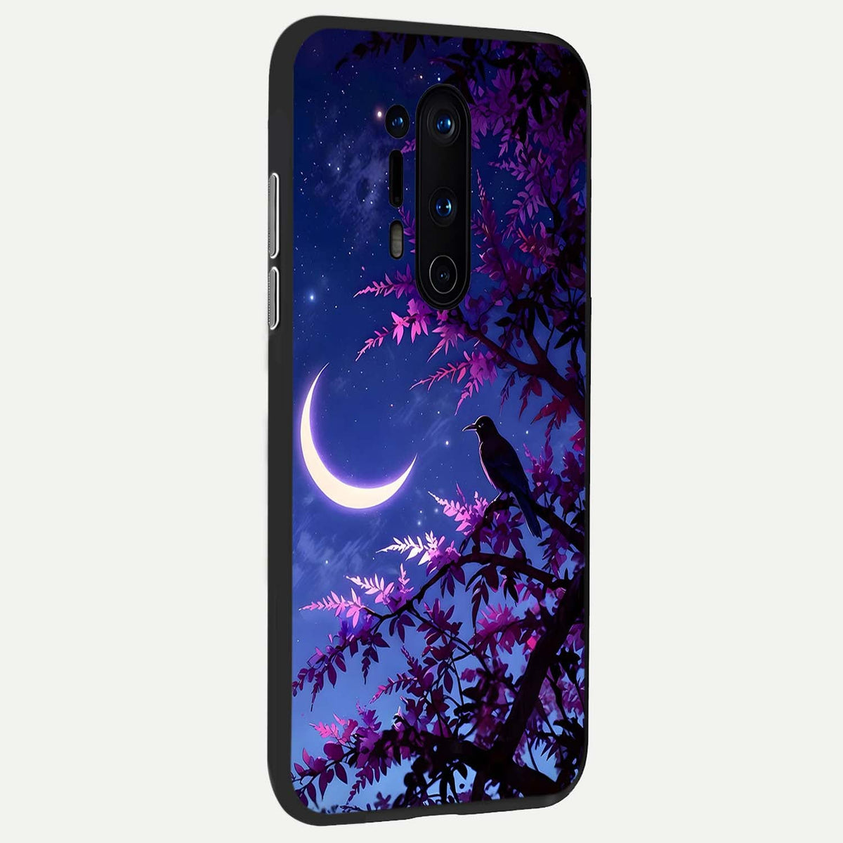  Crow And Moon Scenery back cover For OnePlus 8 Pro slim fit glass case with vibrant aesthetic design