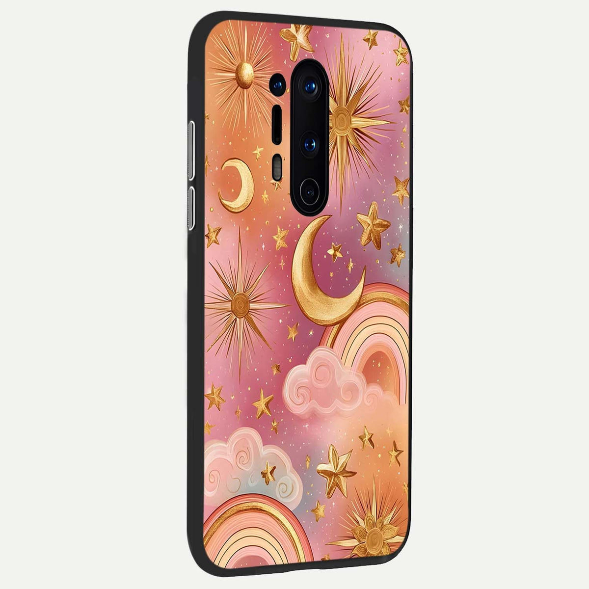  Golden Celestial Dreams back cover For OnePlus 8 Pro slim fit glass case with vibrant aesthetic design