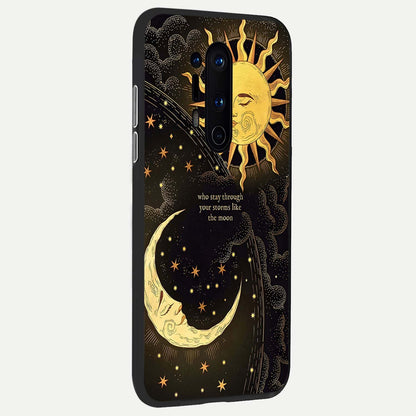 Golden Lunar Love back cover For OnePlus 8 Pro slim fit glass case with vibrant aesthetic design
