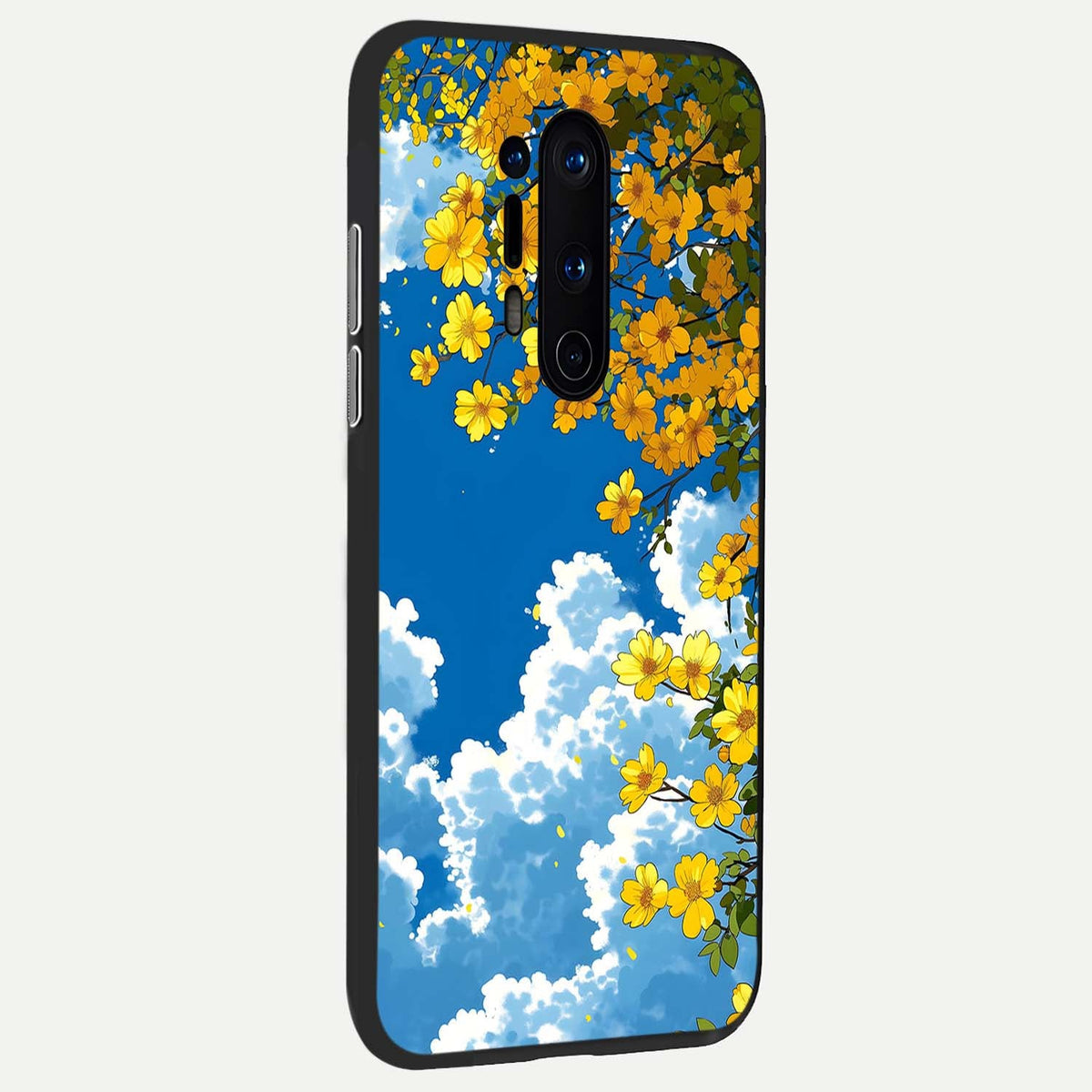  Golden Petal Sky back cover For OnePlus 8 Pro slim fit glass case with vibrant aesthetic design