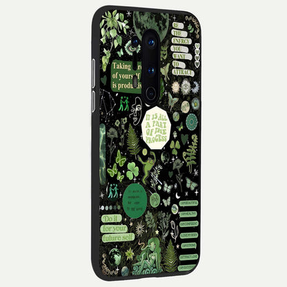  Green Mandala Pattern back cover For OnePlus 8 Pro slim fit glass case with vibrant aesthetic design