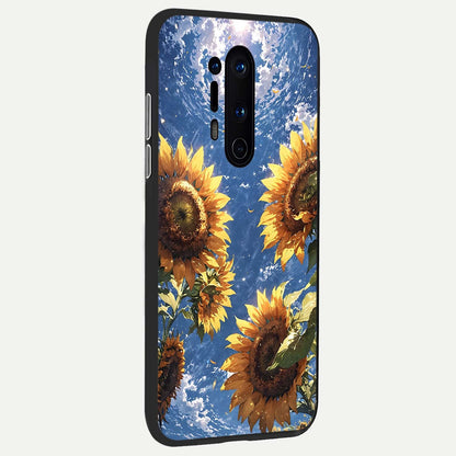  Heavenly Sunflower Rise back cover For OnePlus 8 Pro slim fit glass case with vibrant aesthetic design