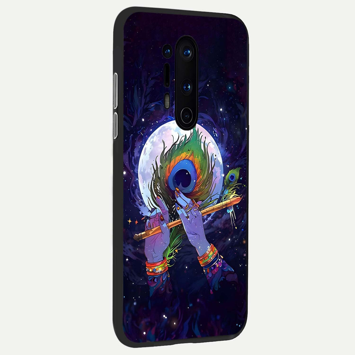  Krishna Hands Art back cover For OnePlus 8 Pro slim fit glass case with vibrant aesthetic design