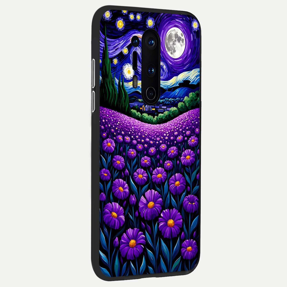  Lavender Moon Field back cover For OnePlus 8 Pro slim fit glass case with vibrant aesthetic design