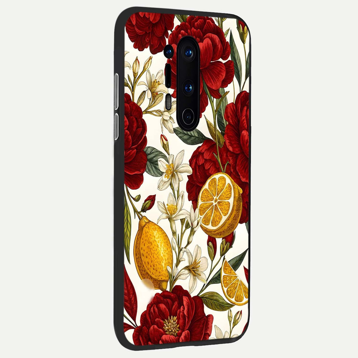  Lemon Rose Charm back cover For OnePlus 8 Pro slim fit glass case with vibrant aesthetic design