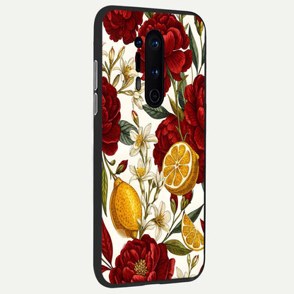  Lemon Rose Charm back cover For OnePlus 8 Pro slim fit glass case with vibrant aesthetic design
