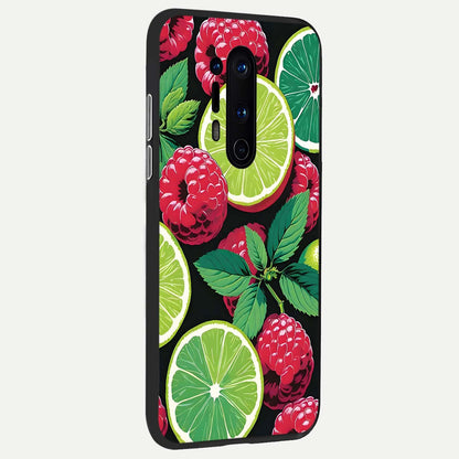  Lime and Raspberry Pattern back cover For OnePlus 8 Pro slim fit glass case with vibrant aesthetic design