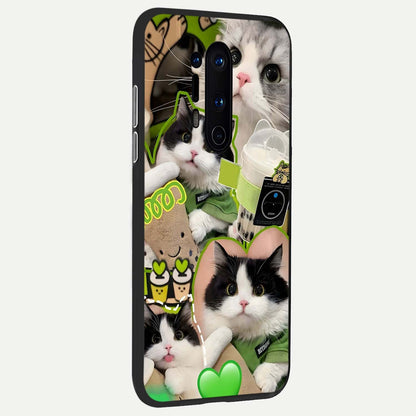  Matcha Cats Mood back cover For OnePlus 8 Pro slim fit glass case with vibrant aesthetic design