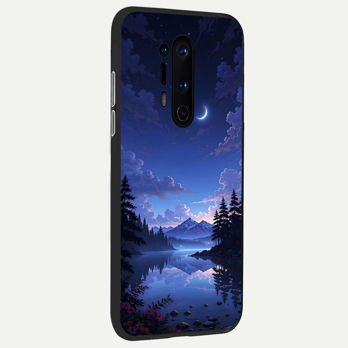  Midnight Lake Peace back cover For OnePlus 8 Pro slim fit glass case with vibrant aesthetic design