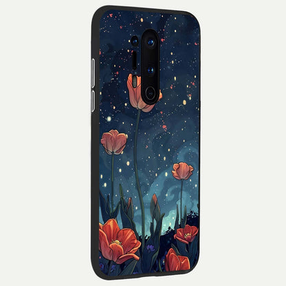  Midnight Tulip Glow back cover For OnePlus 8 Pro slim fit glass case with vibrant aesthetic design