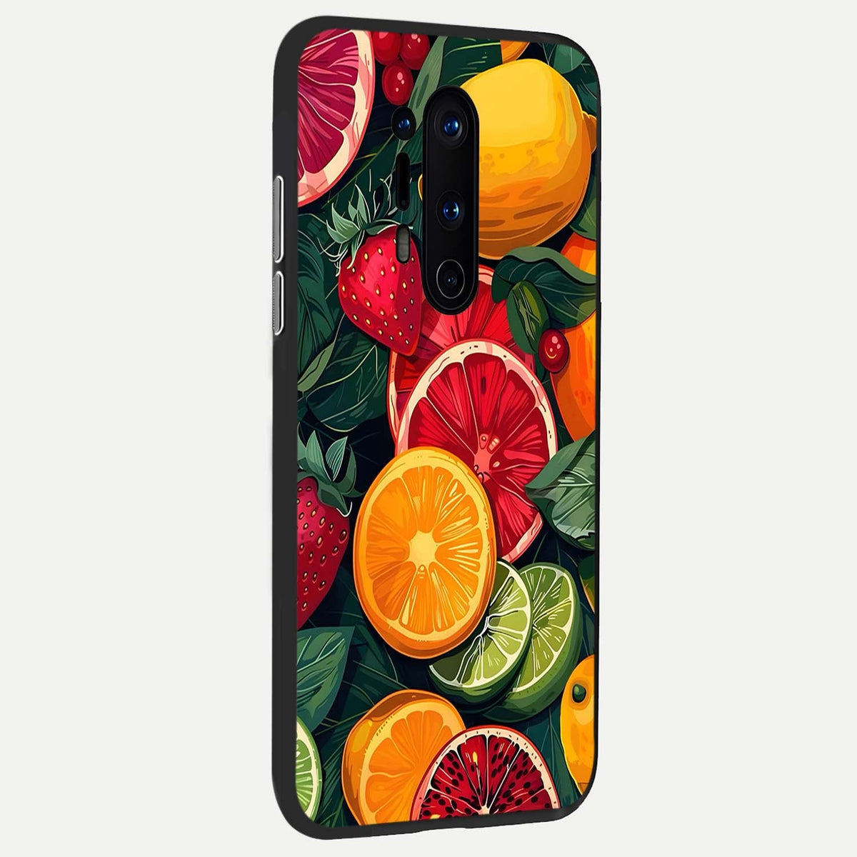  Multiple Fruits back cover For OnePlus 8 Pro slim fit glass case with vibrant aesthetic design