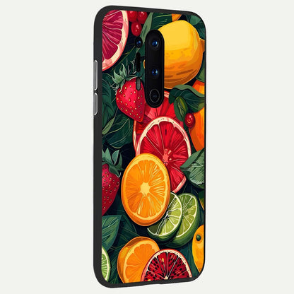  Multiple Fruits back cover For OnePlus 8 Pro slim fit glass case with vibrant aesthetic design