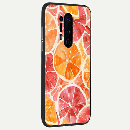  Orange Fruits Pattern back cover For OnePlus 8 Pro slim fit glass case with vibrant aesthetic design