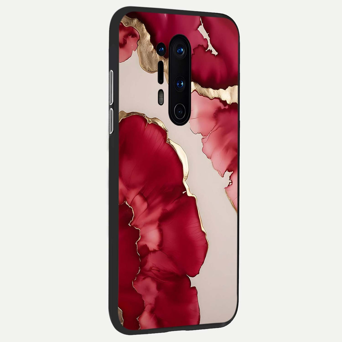  Pink And White Marble back cover For OnePlus 8 Pro slim fit glass case with vibrant aesthetic design