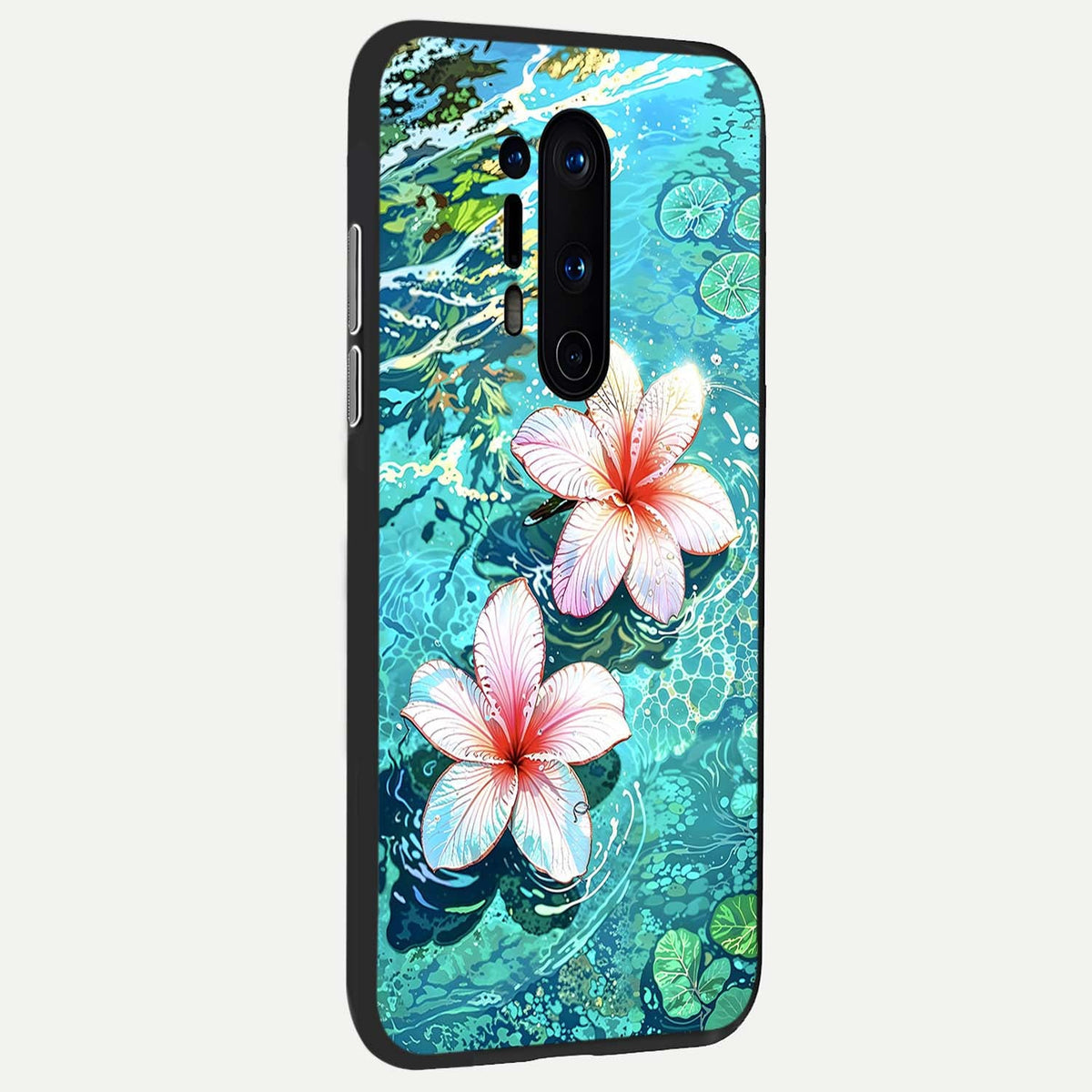  Pink Flowers in Water back cover For OnePlus 8 Pro slim fit glass case with vibrant aesthetic design