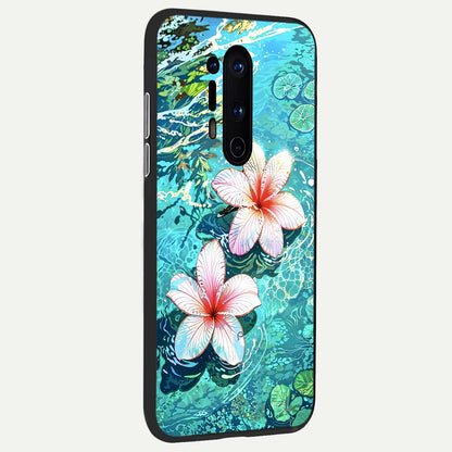  Pink Flowers in Water back cover For OnePlus 8 Pro slim fit glass case with vibrant aesthetic design