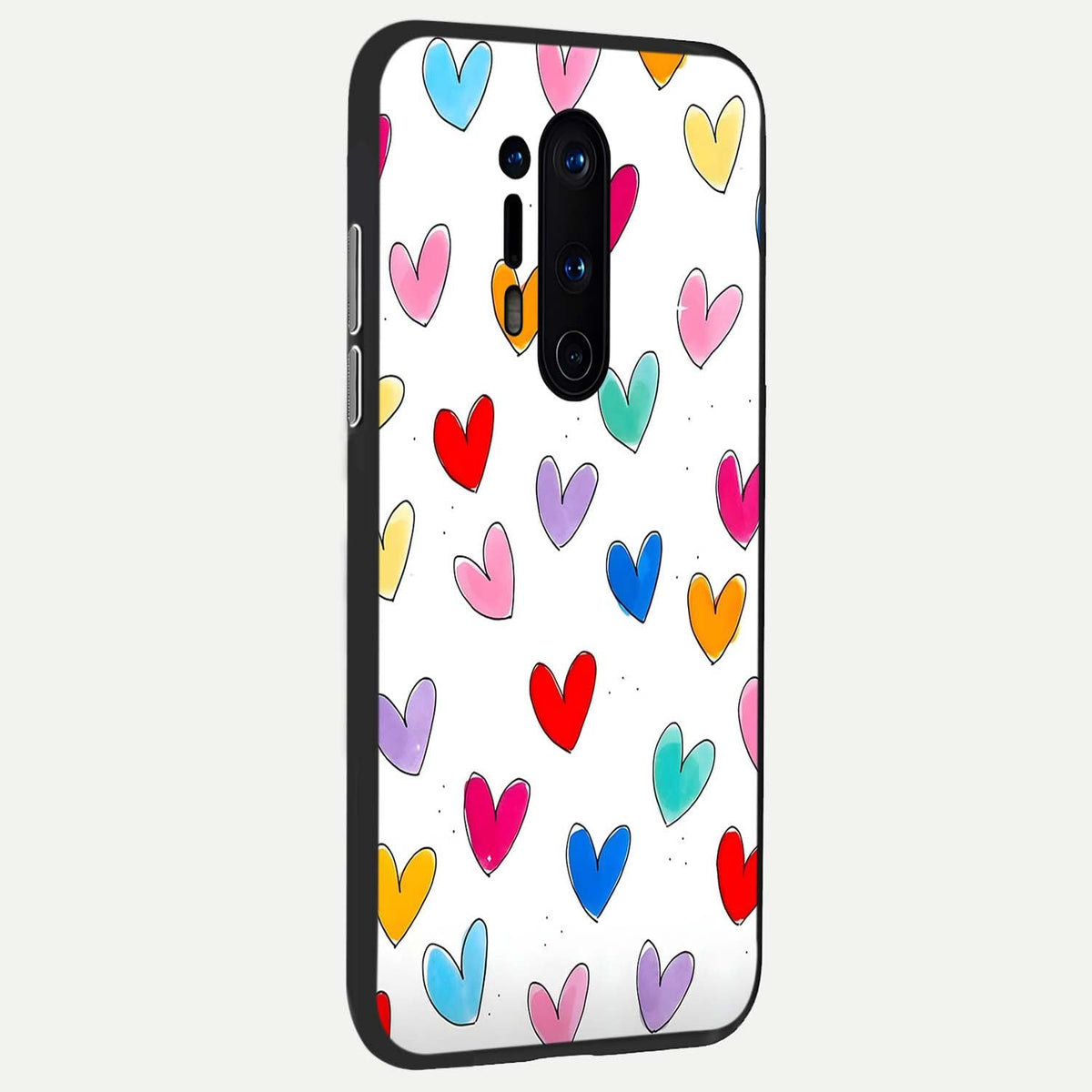  Playful Love Doodles back cover For OnePlus 8 Pro slim fit glass case with vibrant aesthetic design