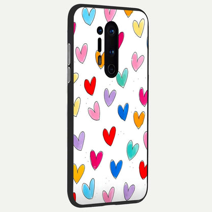  Playful Love Doodles back cover For OnePlus 8 Pro slim fit glass case with vibrant aesthetic design