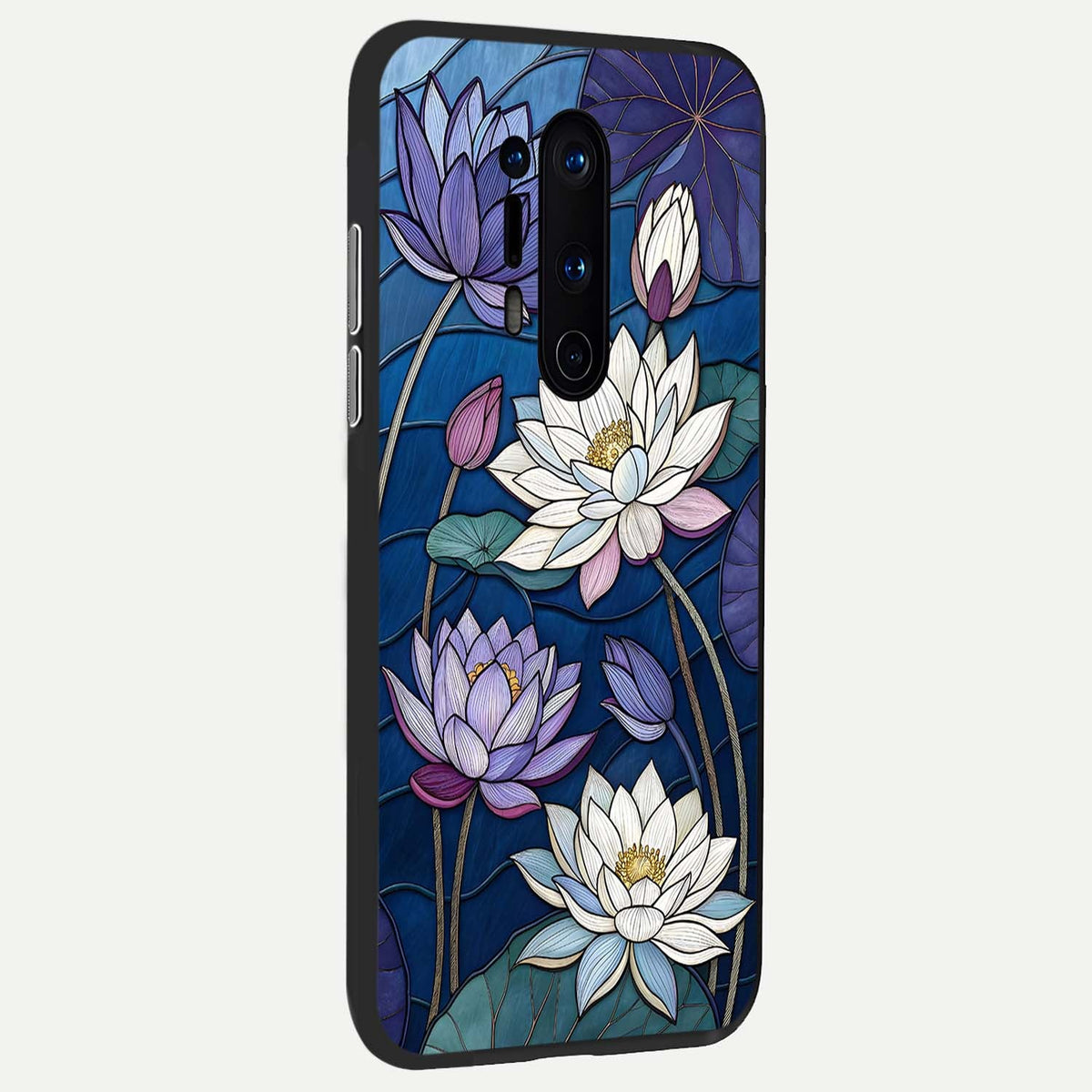  Purple Lotus Stained back cover For OnePlus 8 Pro slim fit glass case with vibrant aesthetic design
