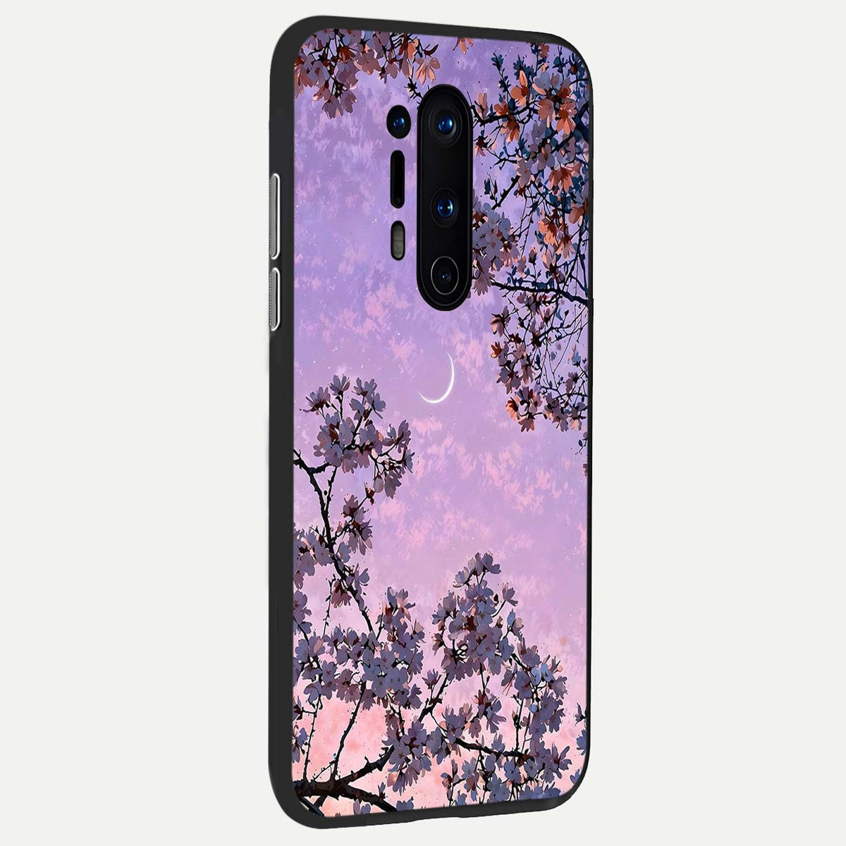  Purple Serenity Moon back cover For OnePlus 8 Pro slim fit glass case with vibrant aesthetic design