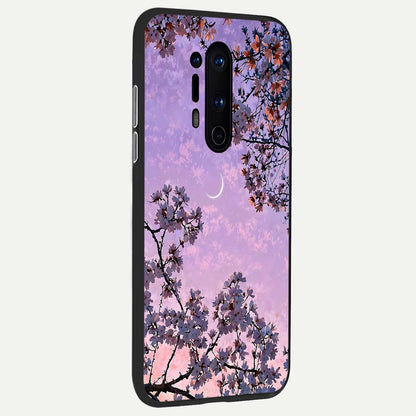  Purple Serenity Moon back cover For OnePlus 8 Pro slim fit glass case with vibrant aesthetic design