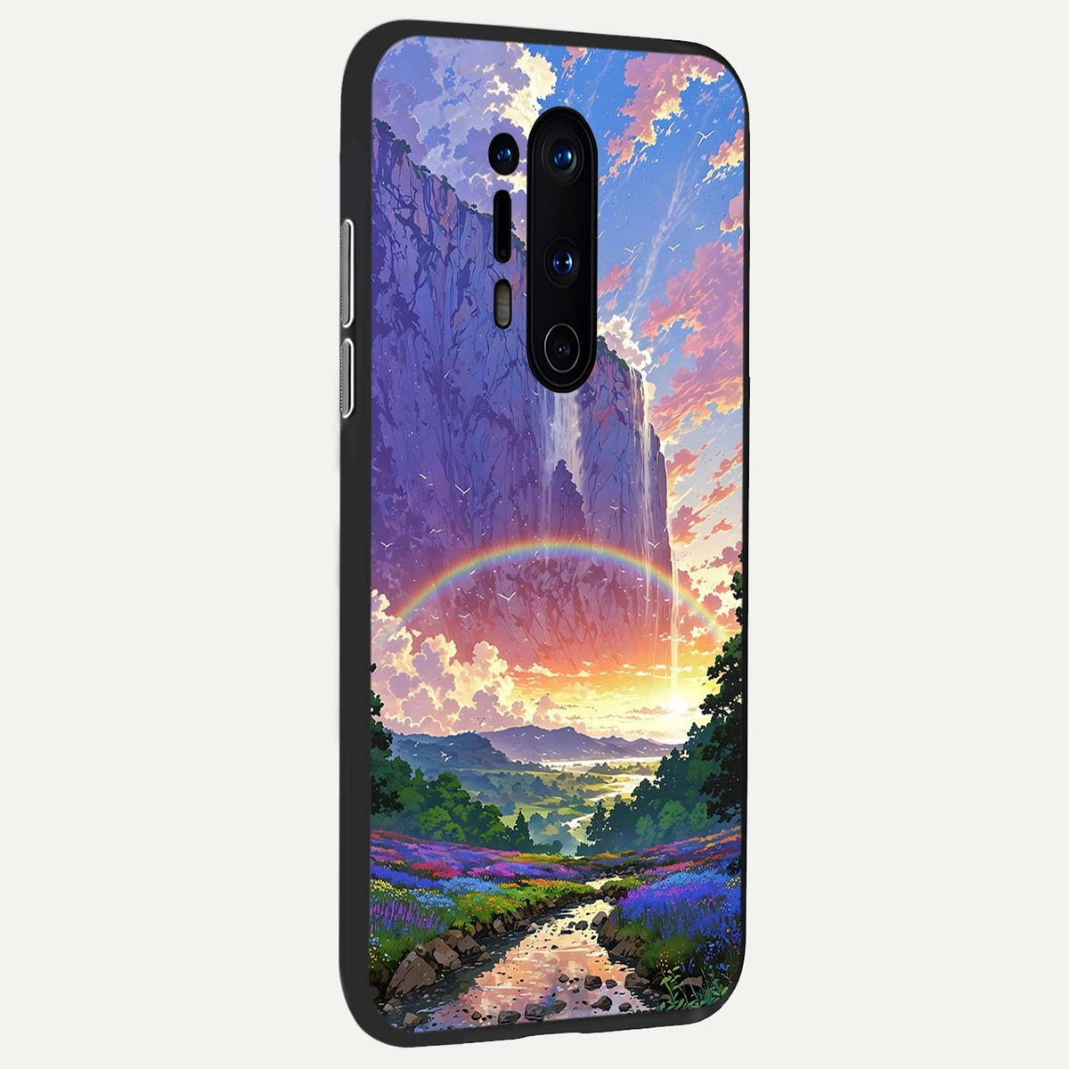  Rainbow Valley Dream back cover For OnePlus 8 Pro slim fit glass case with vibrant aesthetic design