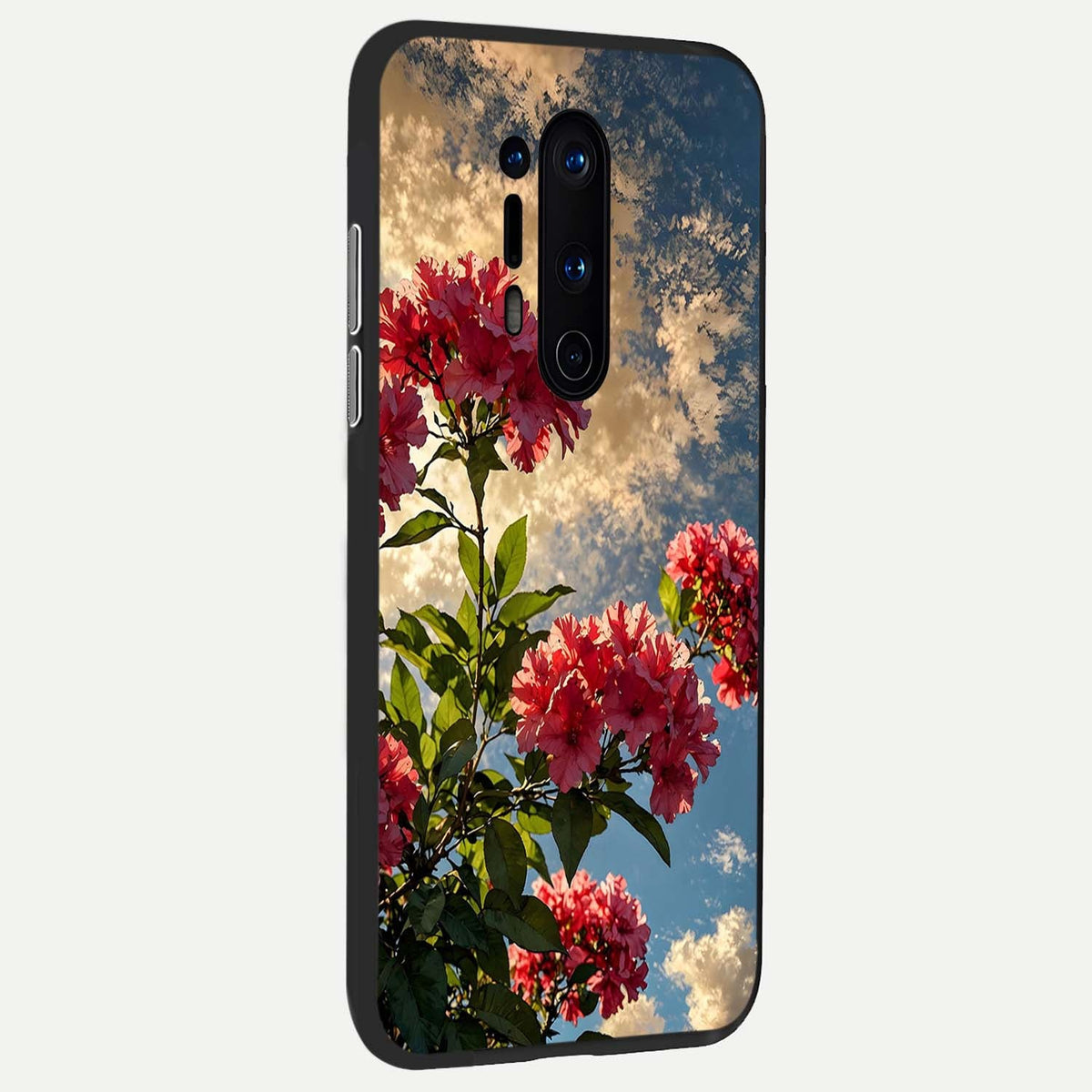 Red Bloom Skies back cover For OnePlus 8 Pro slim fit glass case with vibrant aesthetic design
