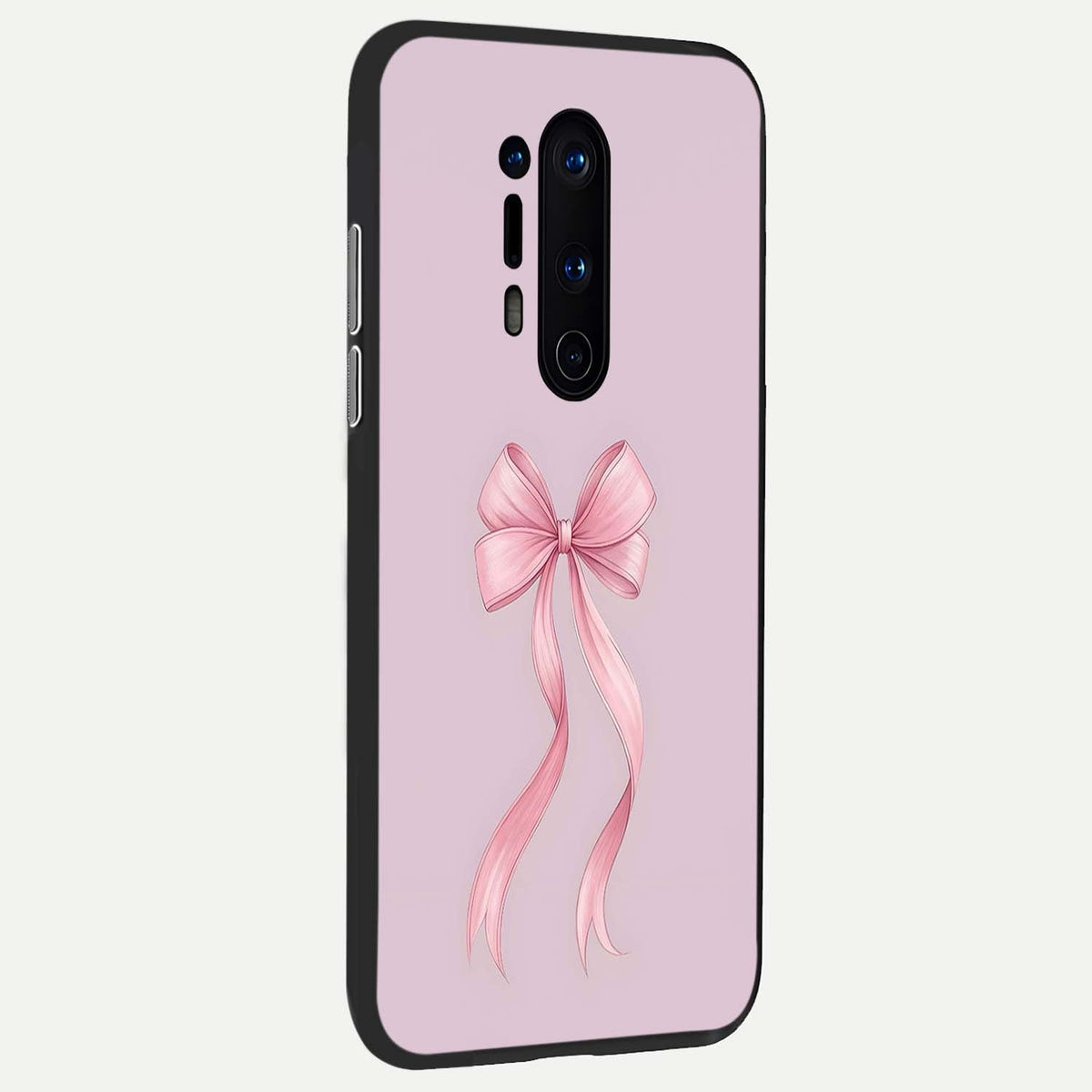  Soft Blush Bow back cover For OnePlus 8 Pro slim fit glass case with vibrant aesthetic design