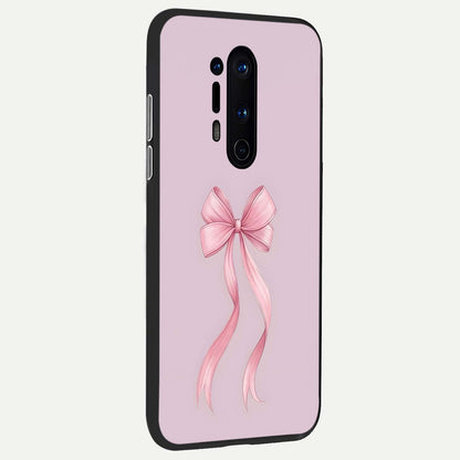  Soft Blush Bow back cover For OnePlus 8 Pro slim fit glass case with vibrant aesthetic design