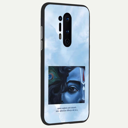  Spiritual Krishna back cover For OnePlus 8 Pro slim fit glass case with vibrant aesthetic design