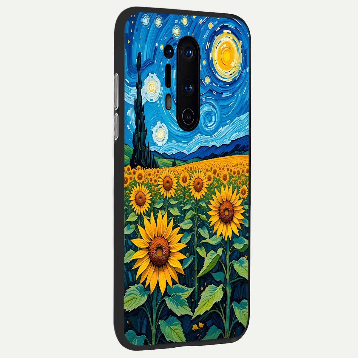  Starry Sunflower Dreams back cover For OnePlus 8 Pro slim fit glass case with vibrant aesthetic design