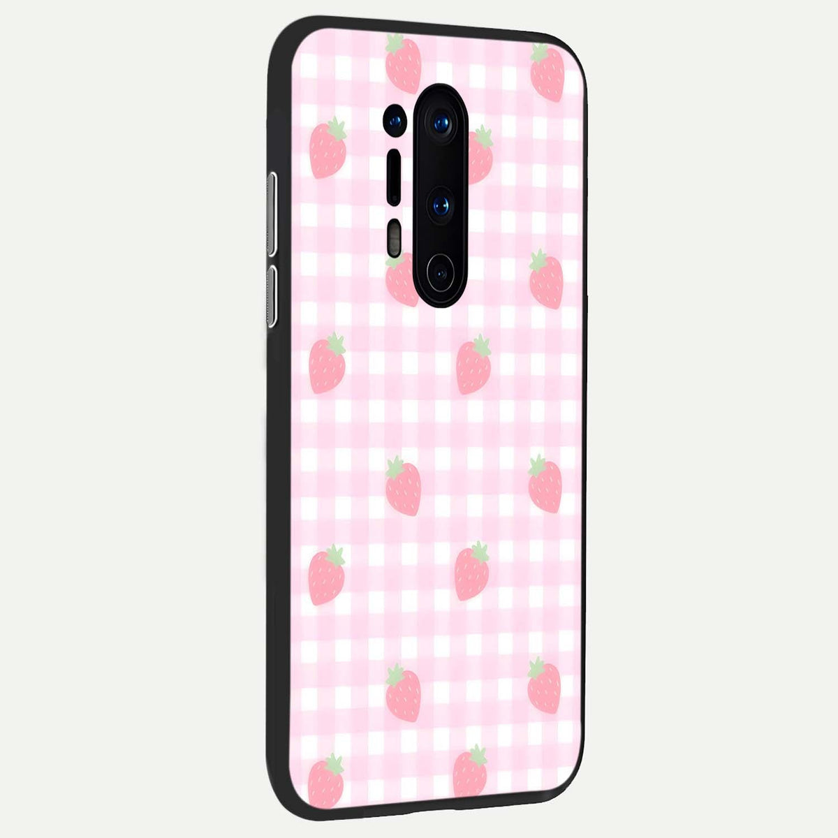  Strawberry Picnic Love back cover For OnePlus 8 Pro slim fit glass case with vibrant aesthetic design
