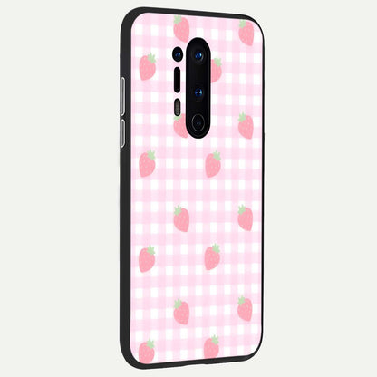  Strawberry Picnic Love back cover For OnePlus 8 Pro slim fit glass case with vibrant aesthetic design