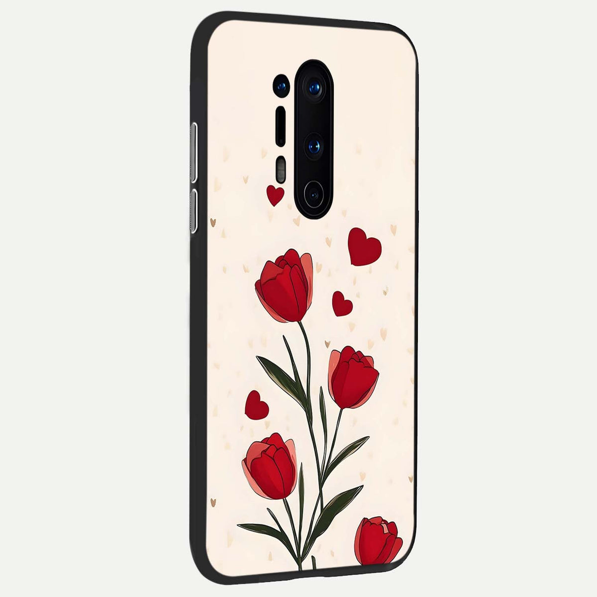  Tulip With Heart back cover For OnePlus 8 Pro slim fit glass case with vibrant aesthetic design