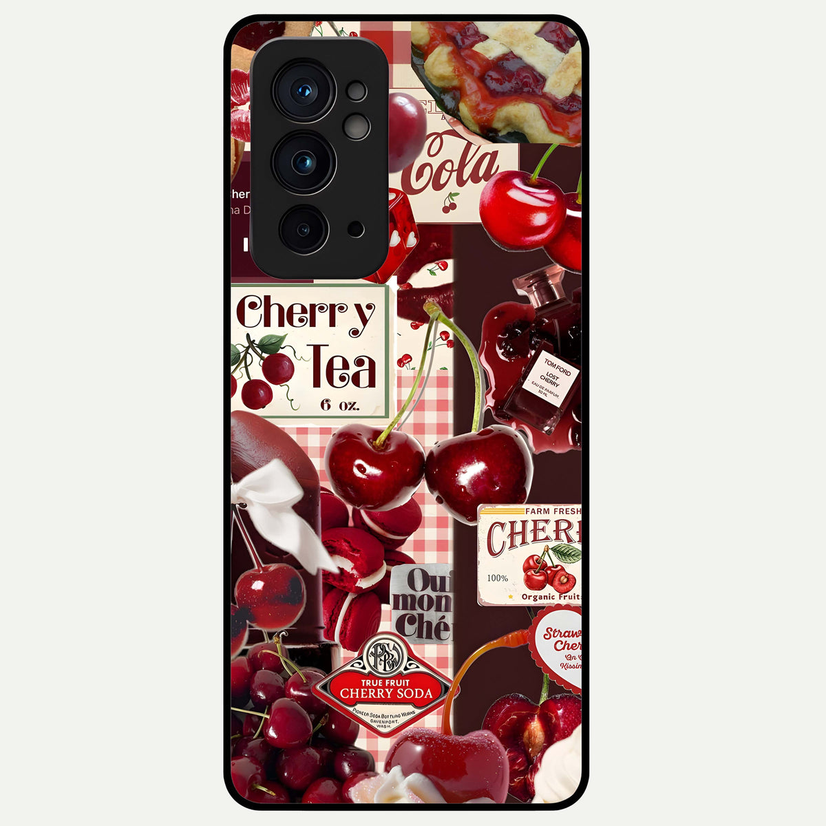  Aesthetic Cherry Tea Glass Case For OnePlus 9RT back cover – full design glossy printed glass finish