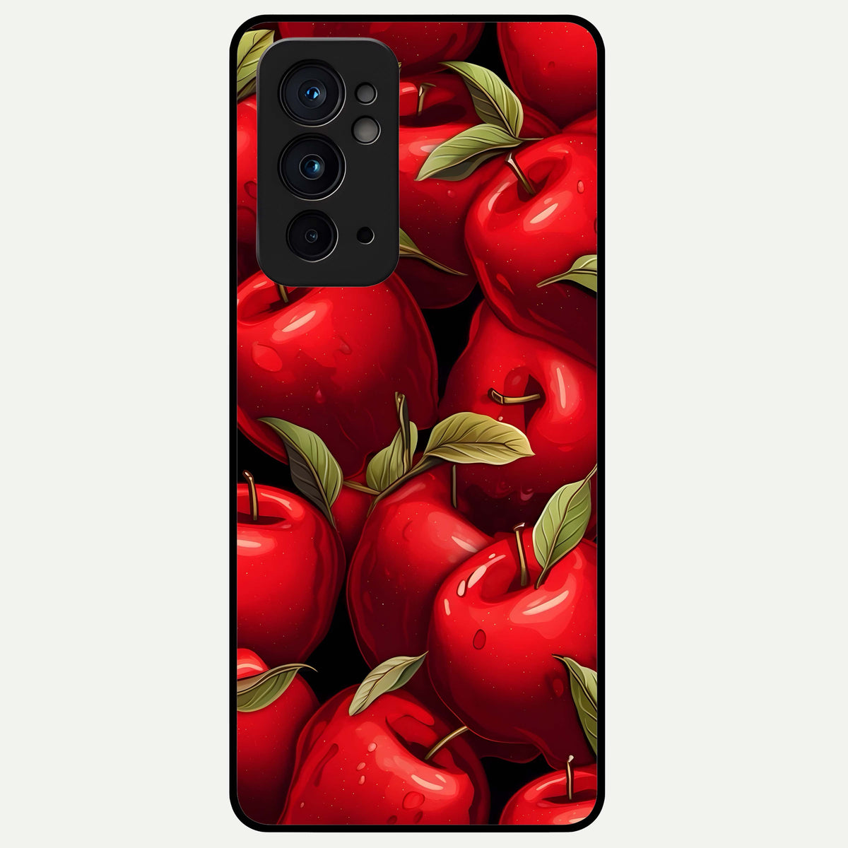  Apple Pattern Glass Case For OnePlus 9RT back cover – full design glossy printed glass finish