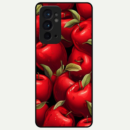  Apple Pattern Glass Case For OnePlus 9RT back cover – full design glossy printed glass finish