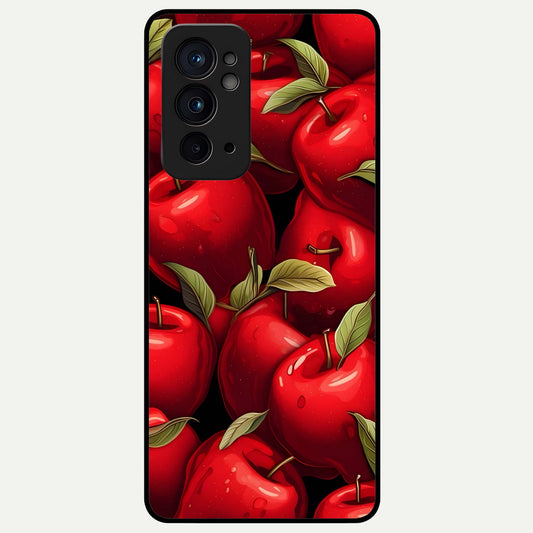  Apple Pattern Glass Case For OnePlus 9RT back cover – full design glossy printed glass finish