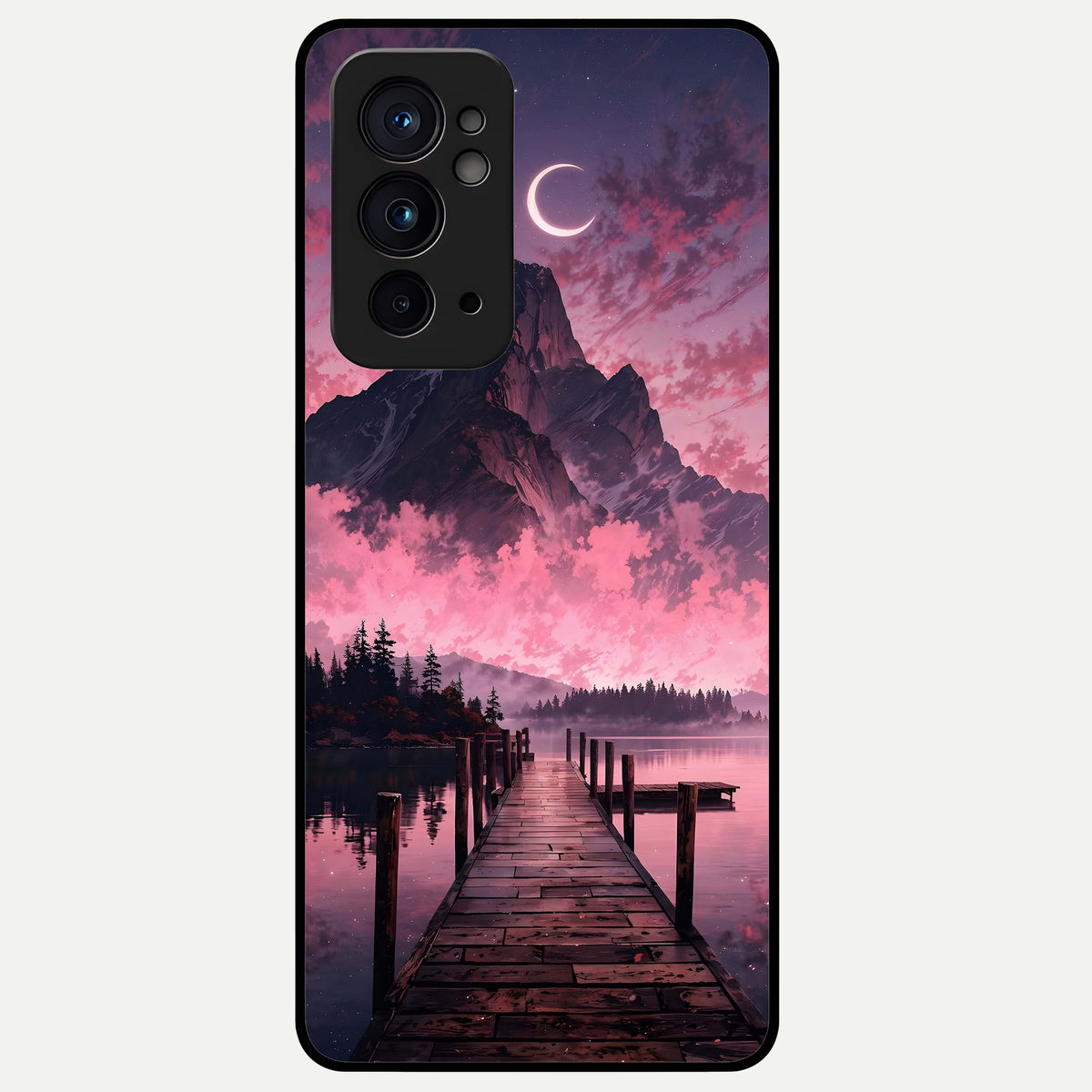  Beautiful Mountain View Glass Case For OnePlus 9RT back cover – full design glossy printed glass finish