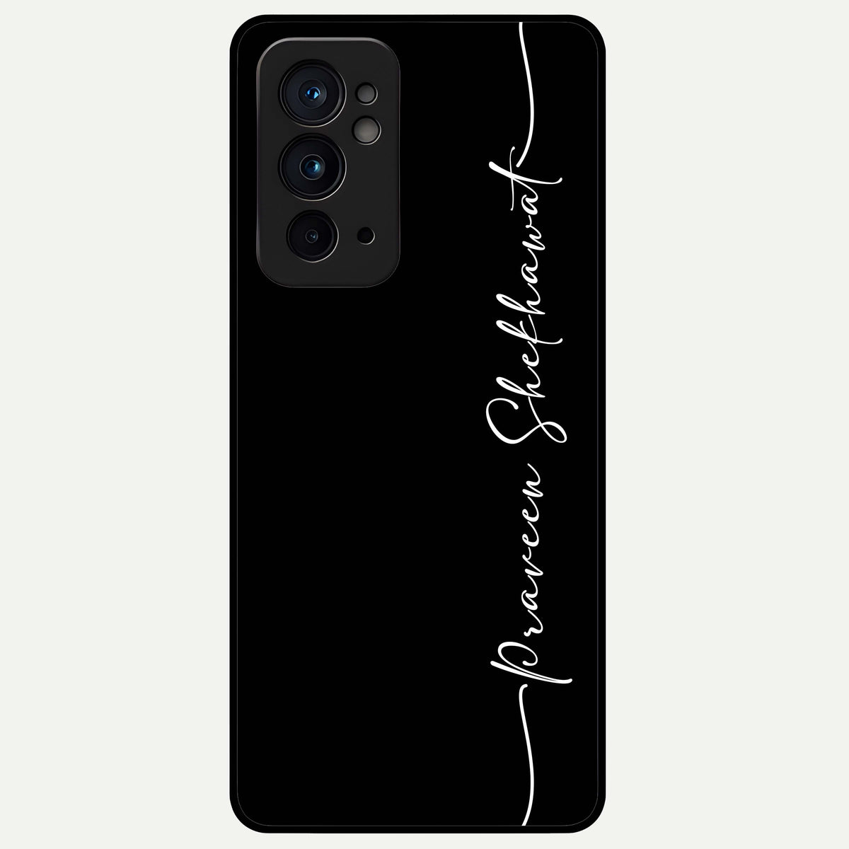  Black Tune Custom Name Glass Case For OnePlus 9RT back cover – full design glossy printed glass finish