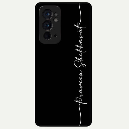  Black Tune Custom Name Glass Case For OnePlus 9RT back cover – full design glossy printed glass finish
