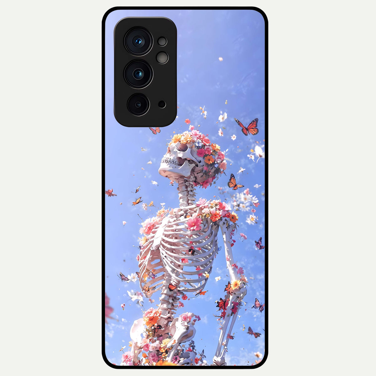  Bloom Beyond Bones Glass Case For OnePlus 9RT back cover – full design glossy printed glass finish
