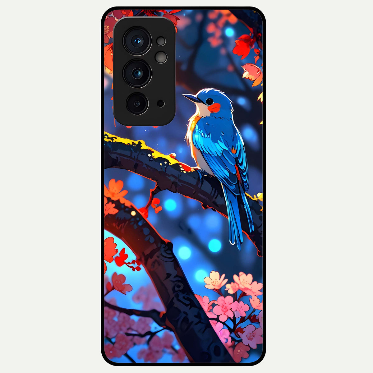  Blooming Water Drift Glass Case For OnePlus 9RT back cover – full design glossy printed glass finish