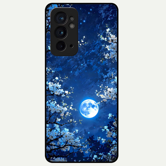  Blossom Moonlight Sky Glass Case For OnePlus 9RT back cover – full design glossy printed glass finish