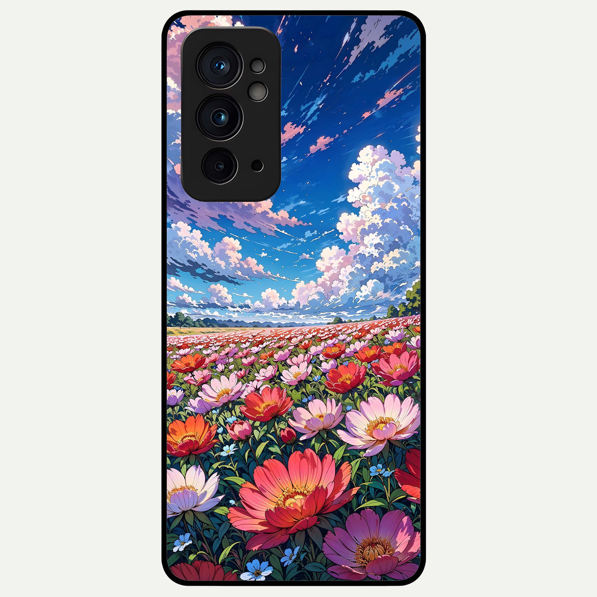  Blossom Sky Field Glass Case For OnePlus 9RT back cover – full design glossy printed glass finish