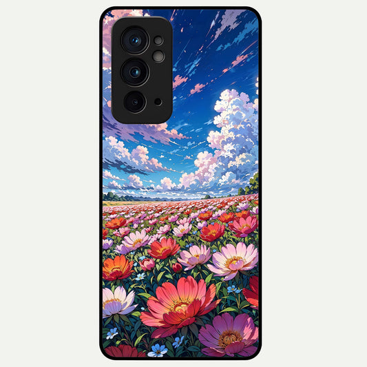  Blossom Sky Field Glass Case For OnePlus 9RT back cover – full design glossy printed glass finish
