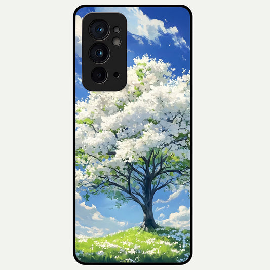  Blossom Sky Serenity Glass Case For OnePlus 9RT back cover – full design glossy printed glass finish