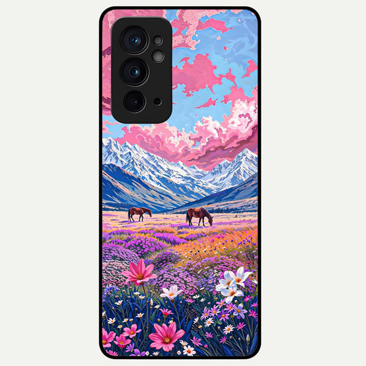  Blossom Valley Dream Glass Case For OnePlus 9RT back cover – full design glossy printed glass finish