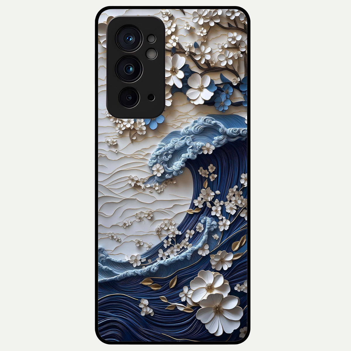  Blossom Wave Art Glass Case For OnePlus 9RT back cover – full design glossy printed glass finish